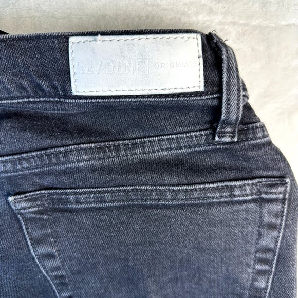 RE/DONE Womens Jeans Size 28 Black High Rise Ankle Crop 70s Stove PipeFrayed - Picture 10 of 13